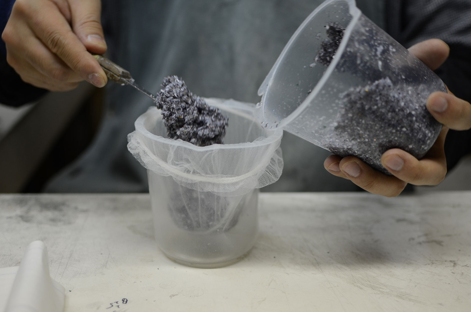 Cotton dried up in nets.