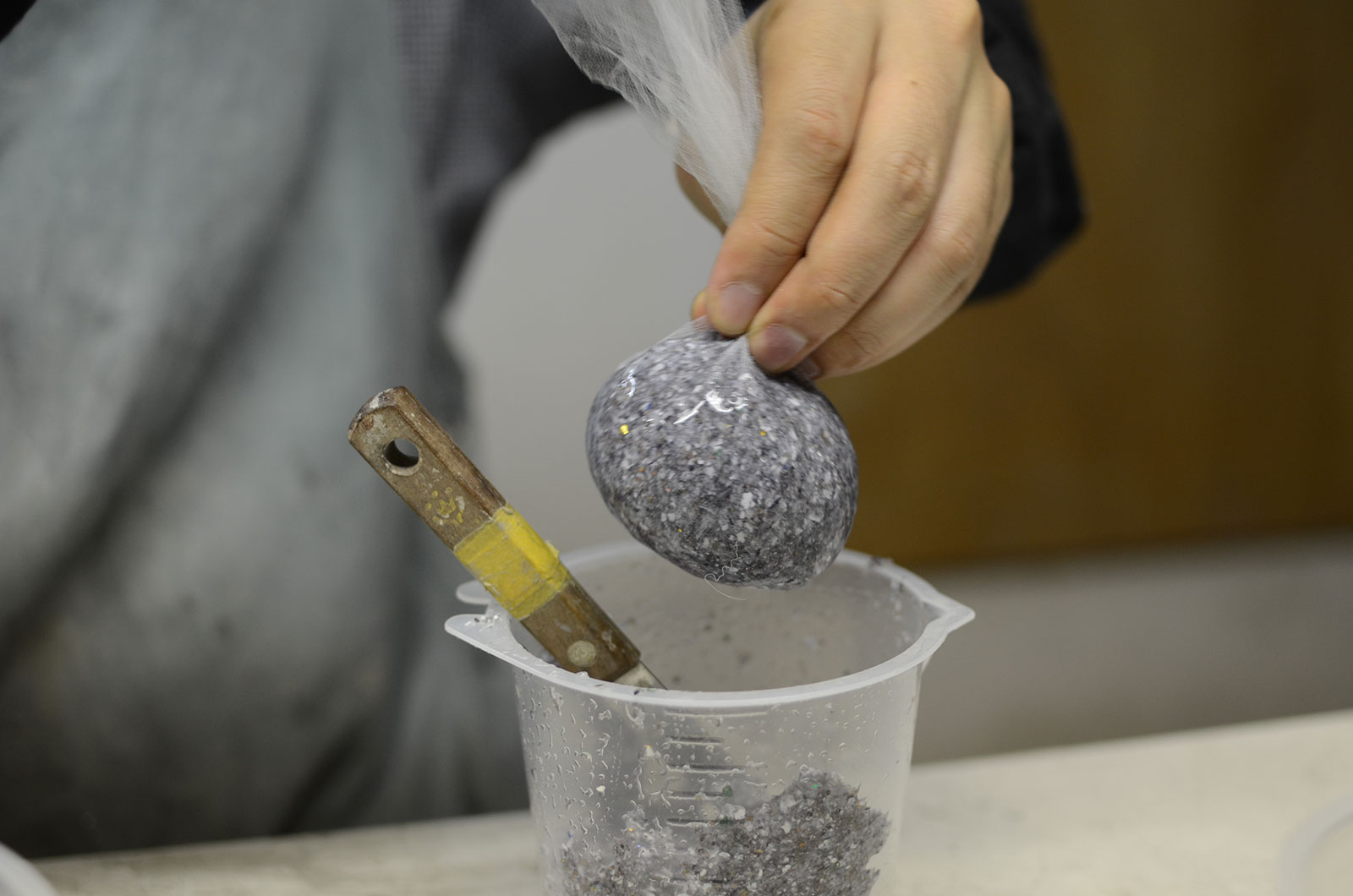 Cotton dried up in nets.