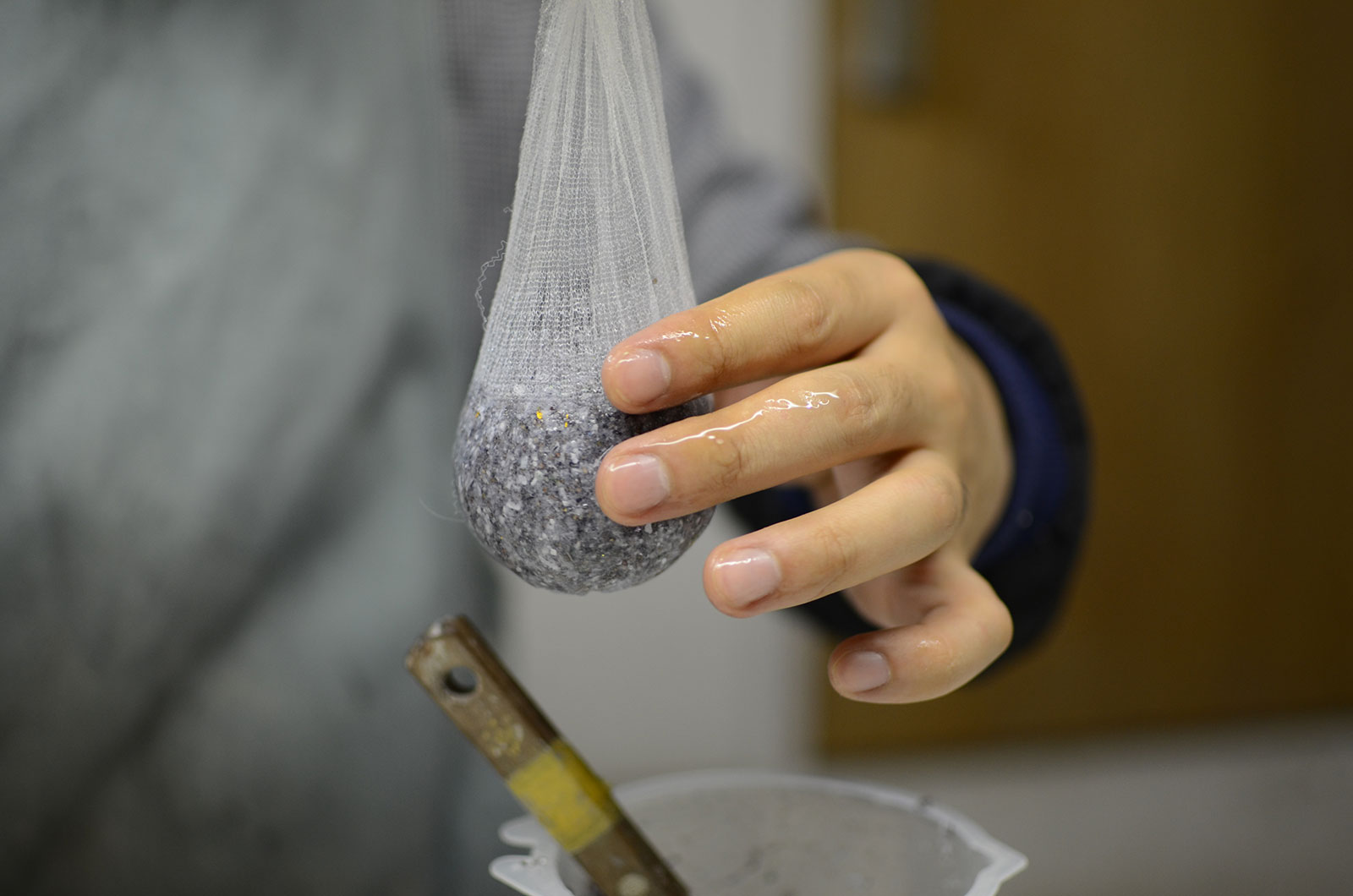 Cotton dried up in nets.