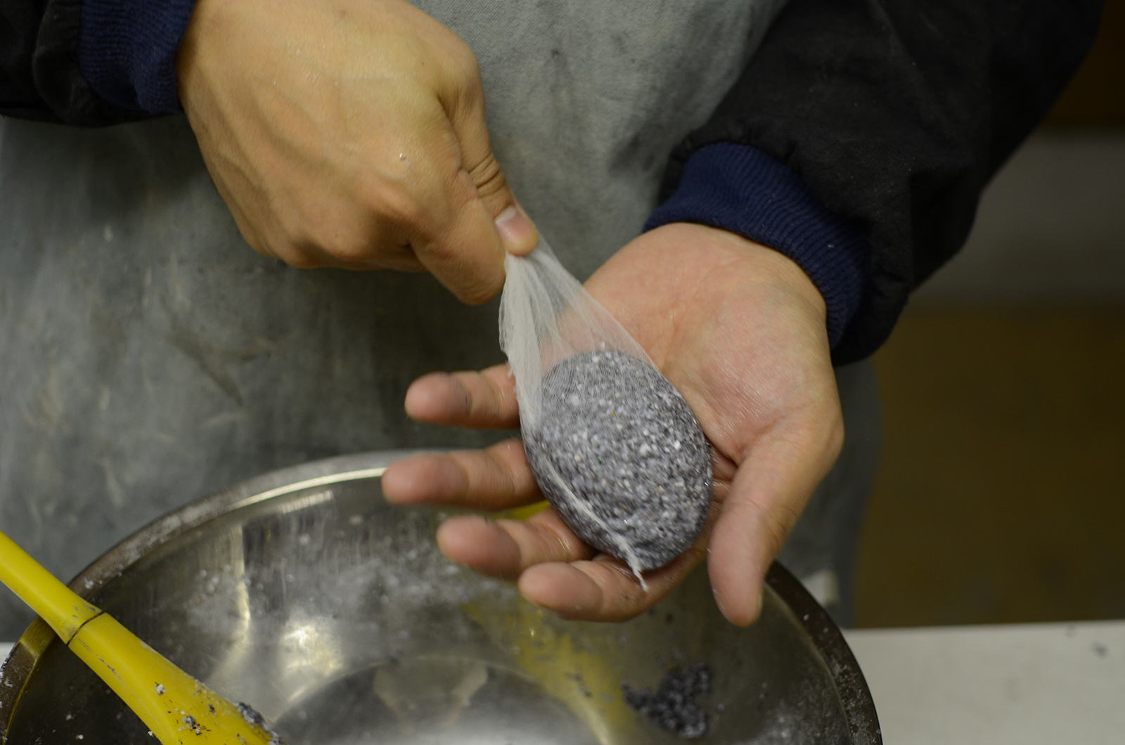 Cotton dried up in nets.