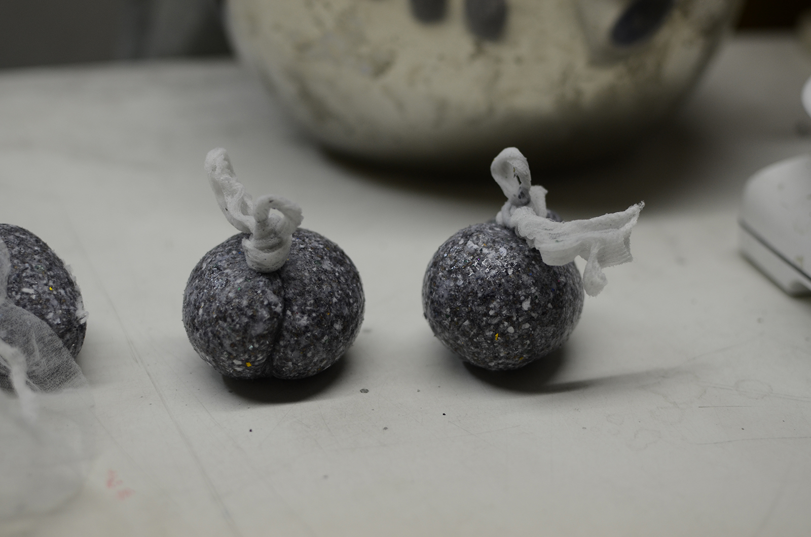 Cotton dried up in nets.