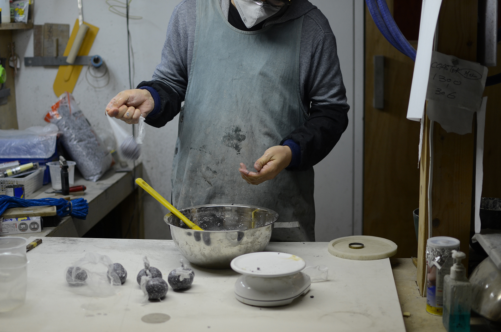 Cotton dried up in nets.