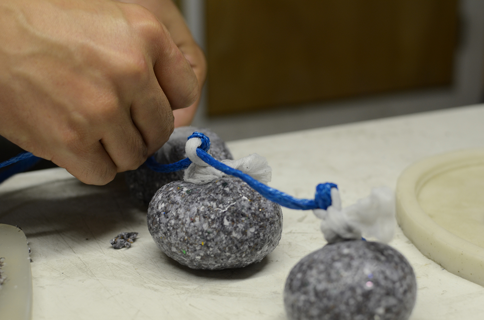 Cotton dried up in nets.