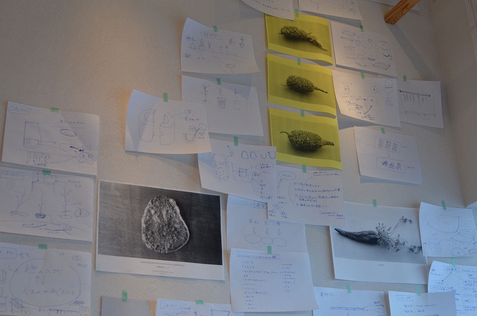 壁に貼った資料